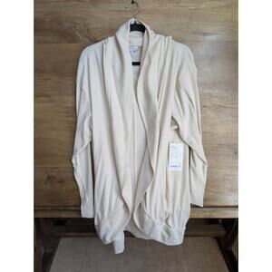 Athleta Cocoon Wrap Cardigan Womens XL Tall Cream Ribbed Long Sleeve Open Front